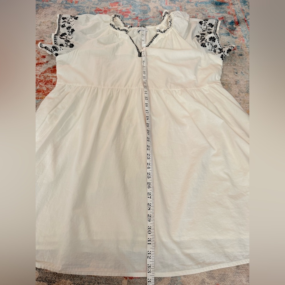 Old Navy‎ Cream Mini 100%Cotton Dress with Black Embroidery Large - Picture 10 of 13